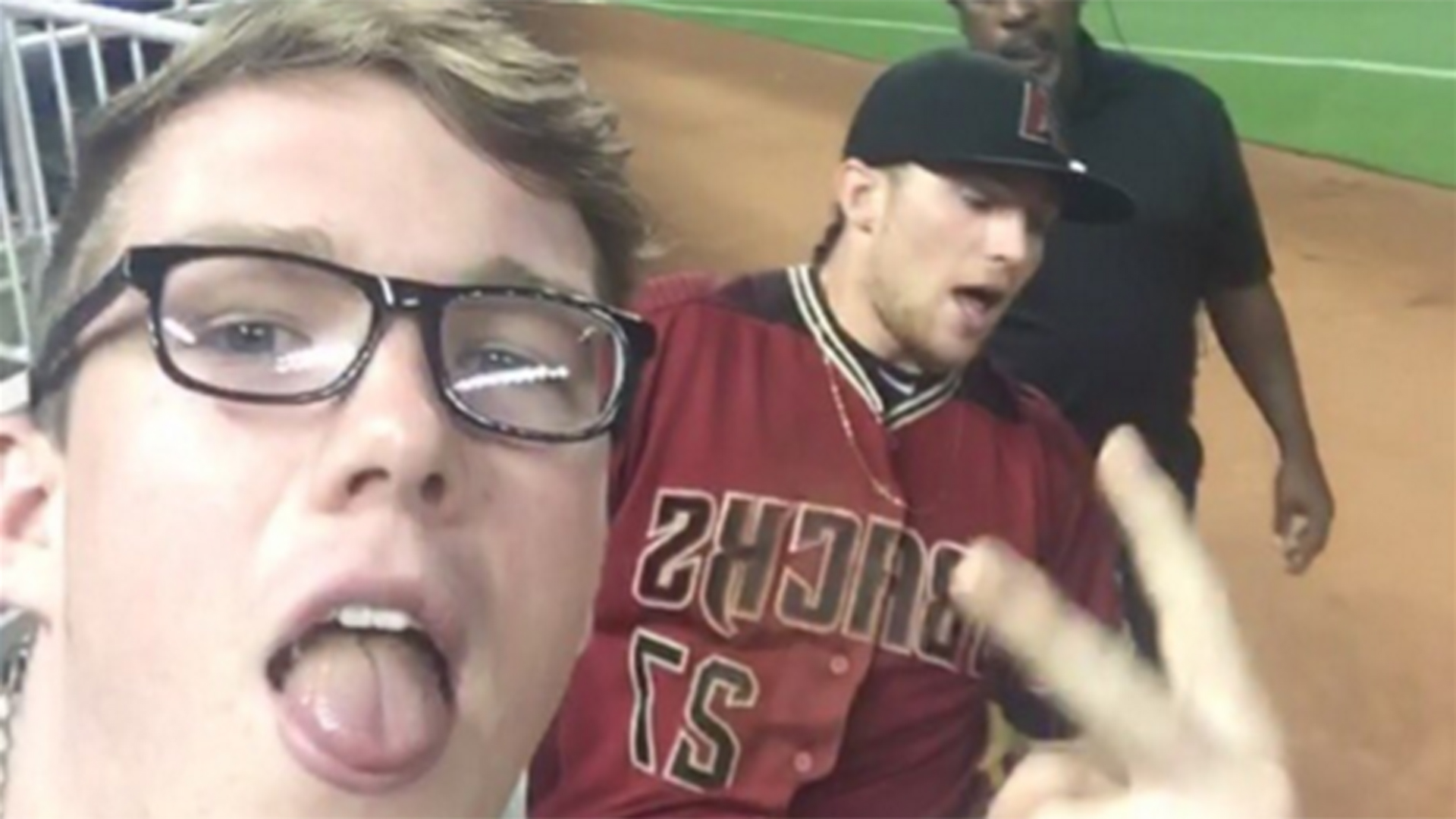 Fan Takes Selfie After Outfielder Brandon Drury Dives Into Stands
