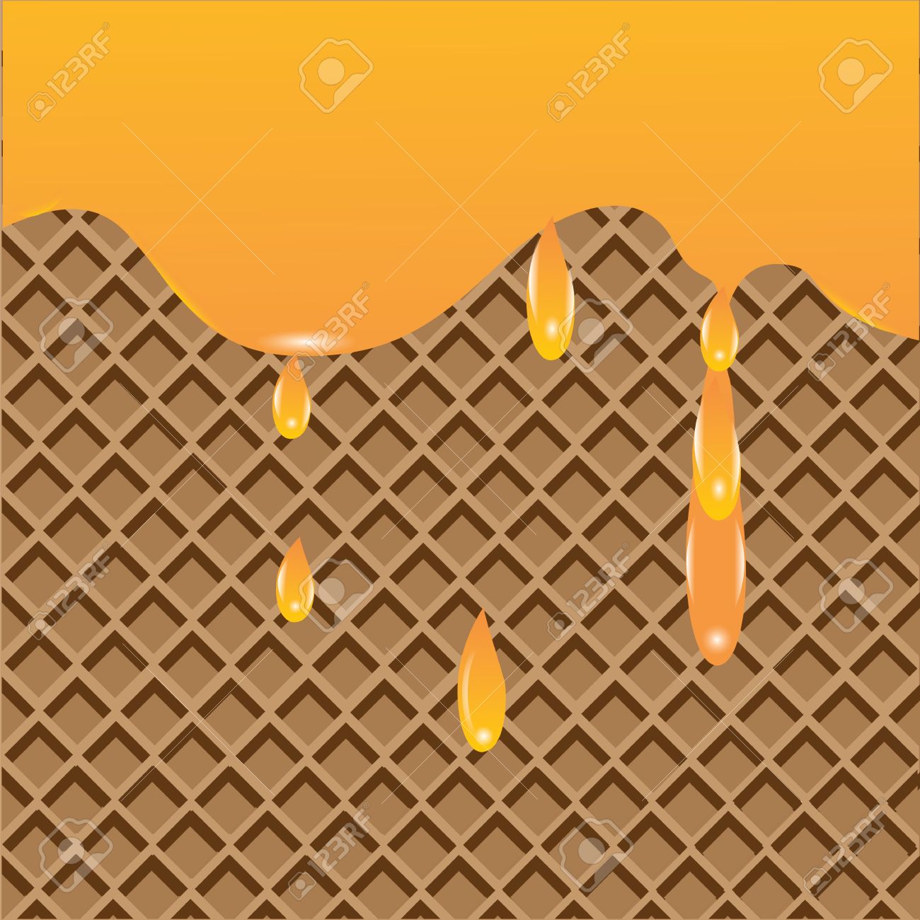 Waffle Background Maple Syrup Dripping Vector Art Creative Modern