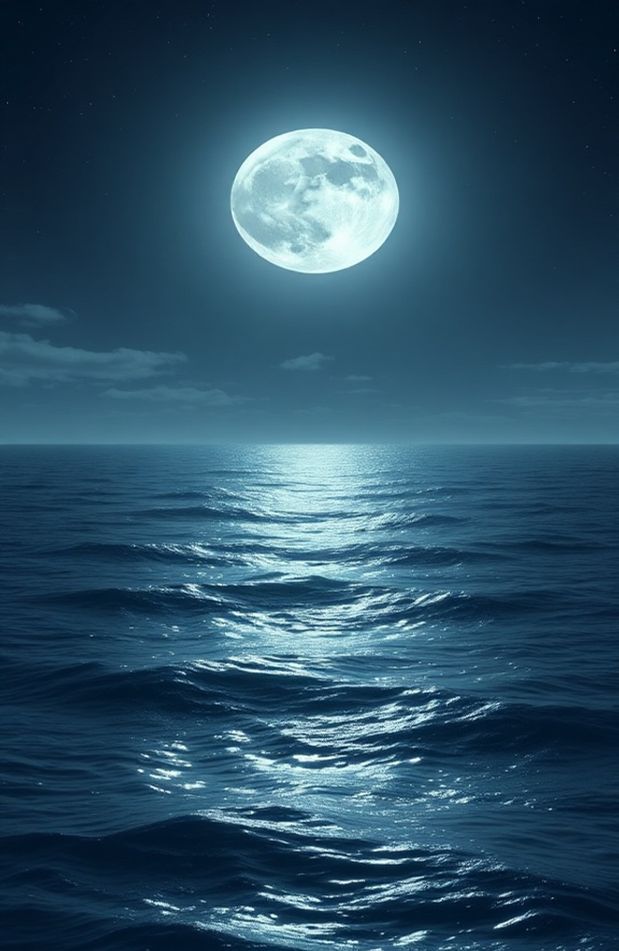 Moon Over Ocean Wallpaper