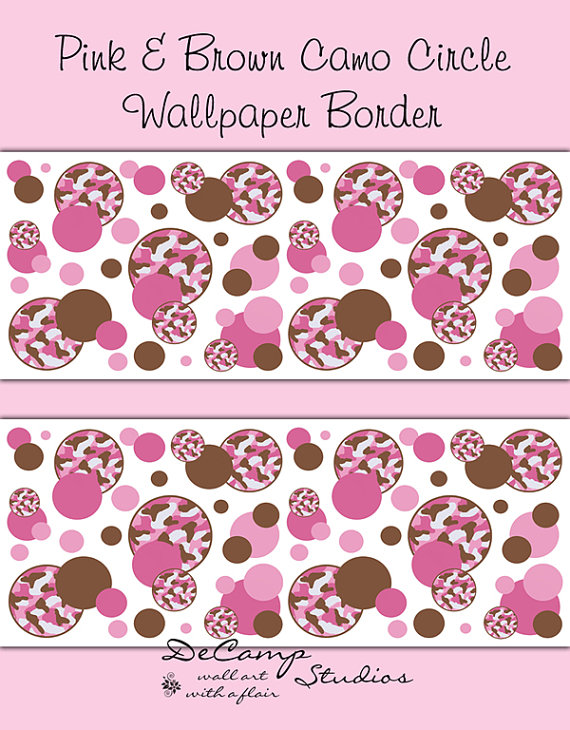 Free download PINK BROWN CAMO Polka Dot Wallpaper Border Wall Decals