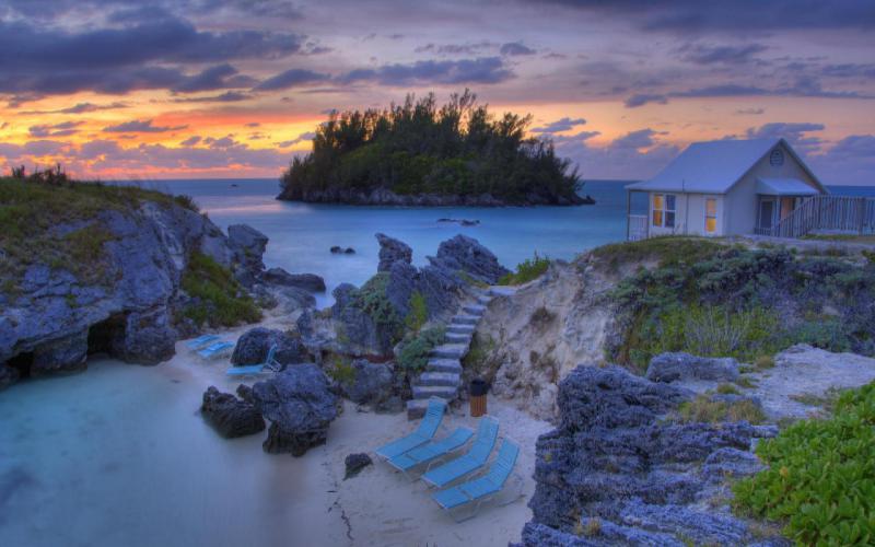 Sunset On A Beach House In Bermuda Wallpaper
