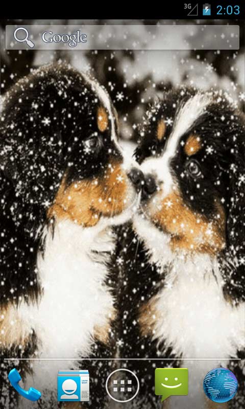 Puppy Doggy Dog Little Cute Snow Snowfall Wallpaper Android