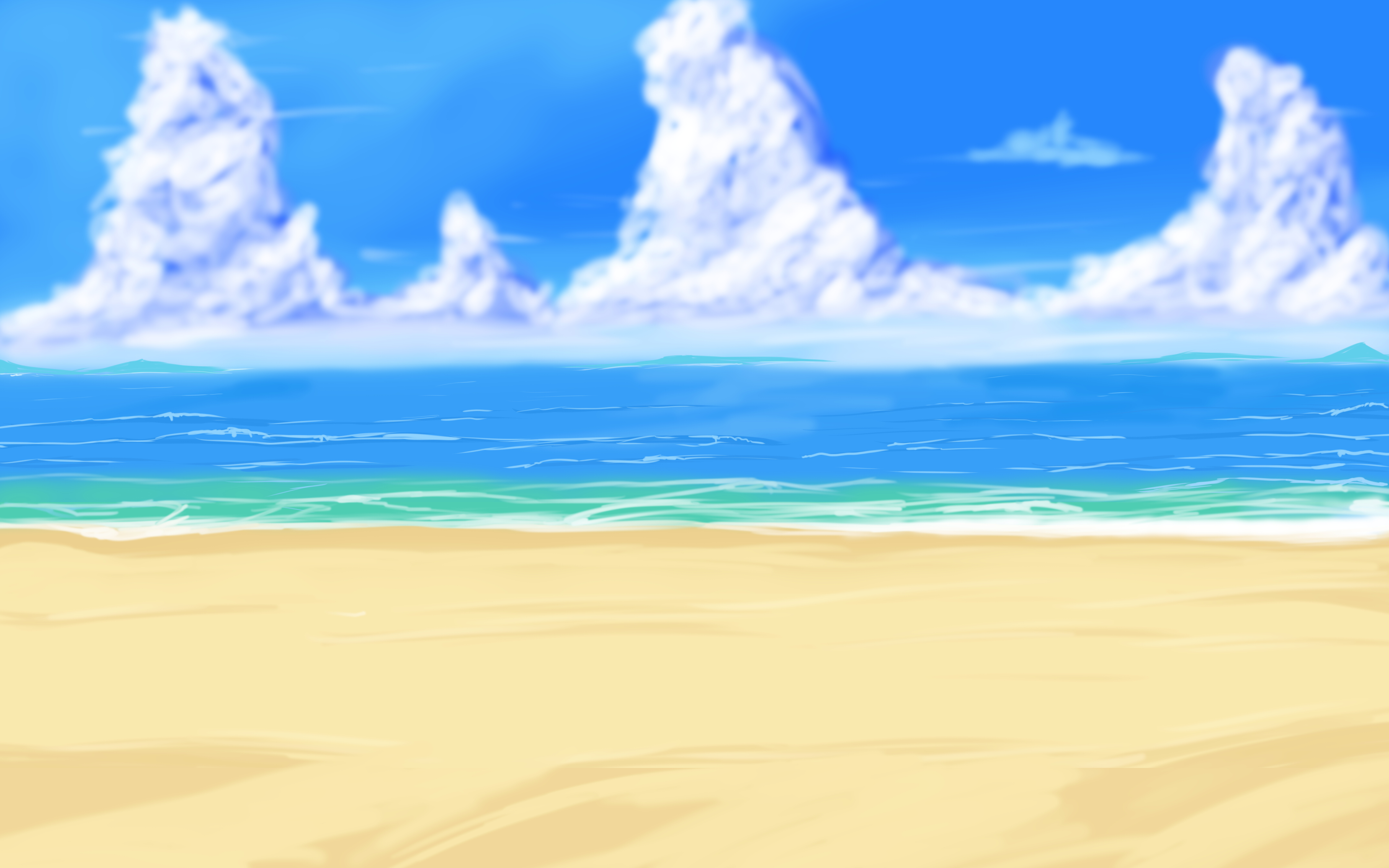 Big Anime Style Beach Background by wbd on