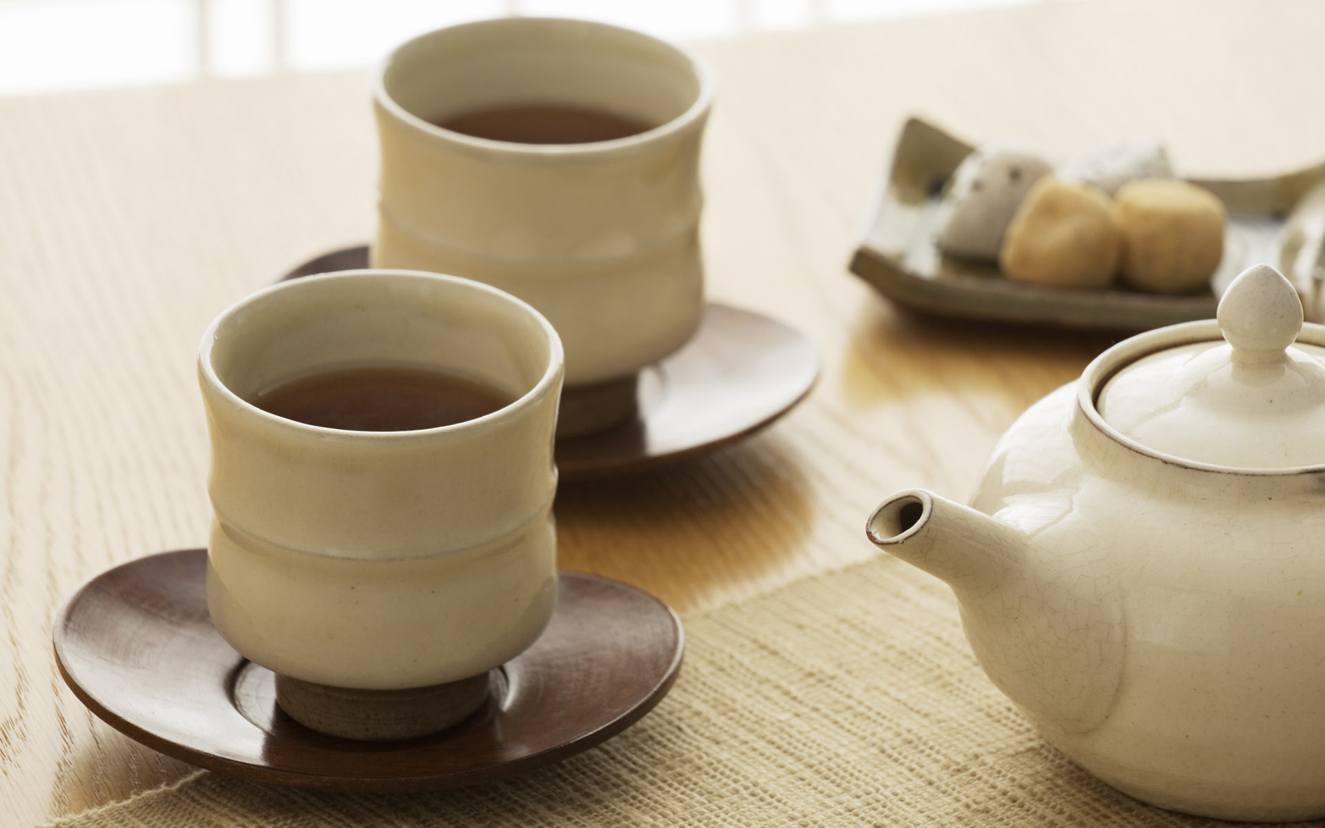 Wallpaper Breakfast Tea Cup Teapot Table Desktop