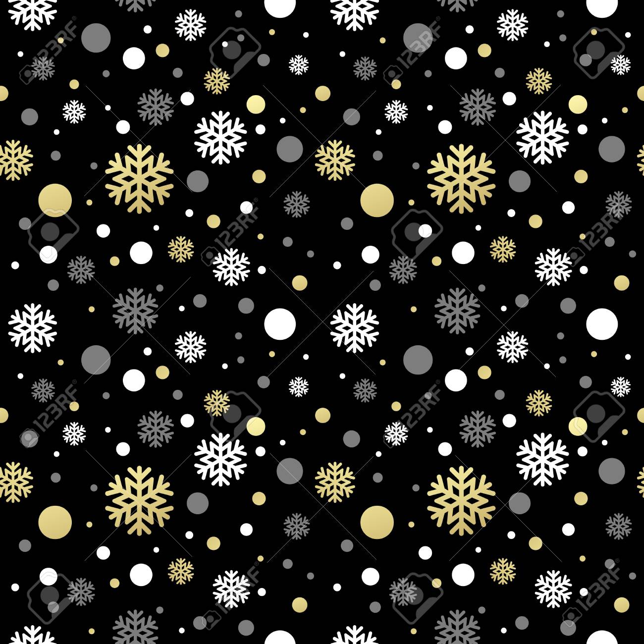 Seamless Black Christmas Wallpaper With White And Golden