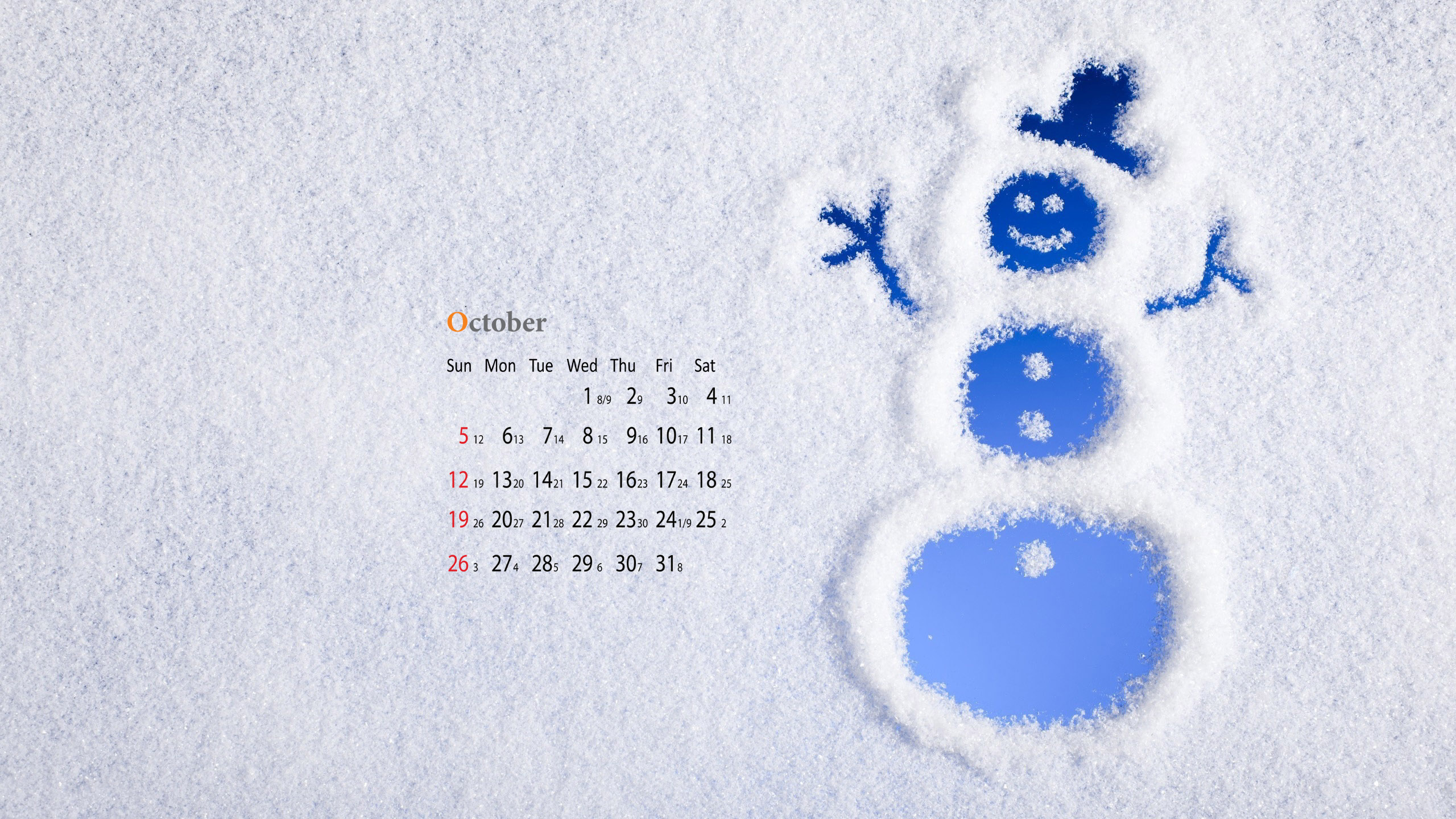 October Calendar Snow Man Wallpaper