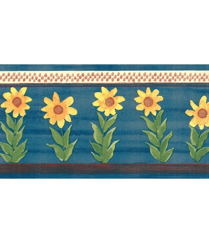 Blue Sunflower Wallpaper Border 700x812
