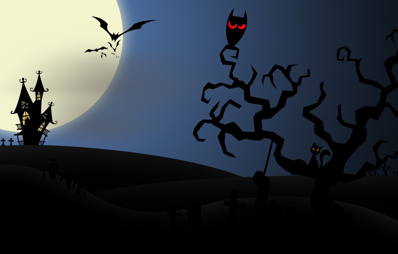 Wallpaper Owl Home Horror Halloween House Scary Bats