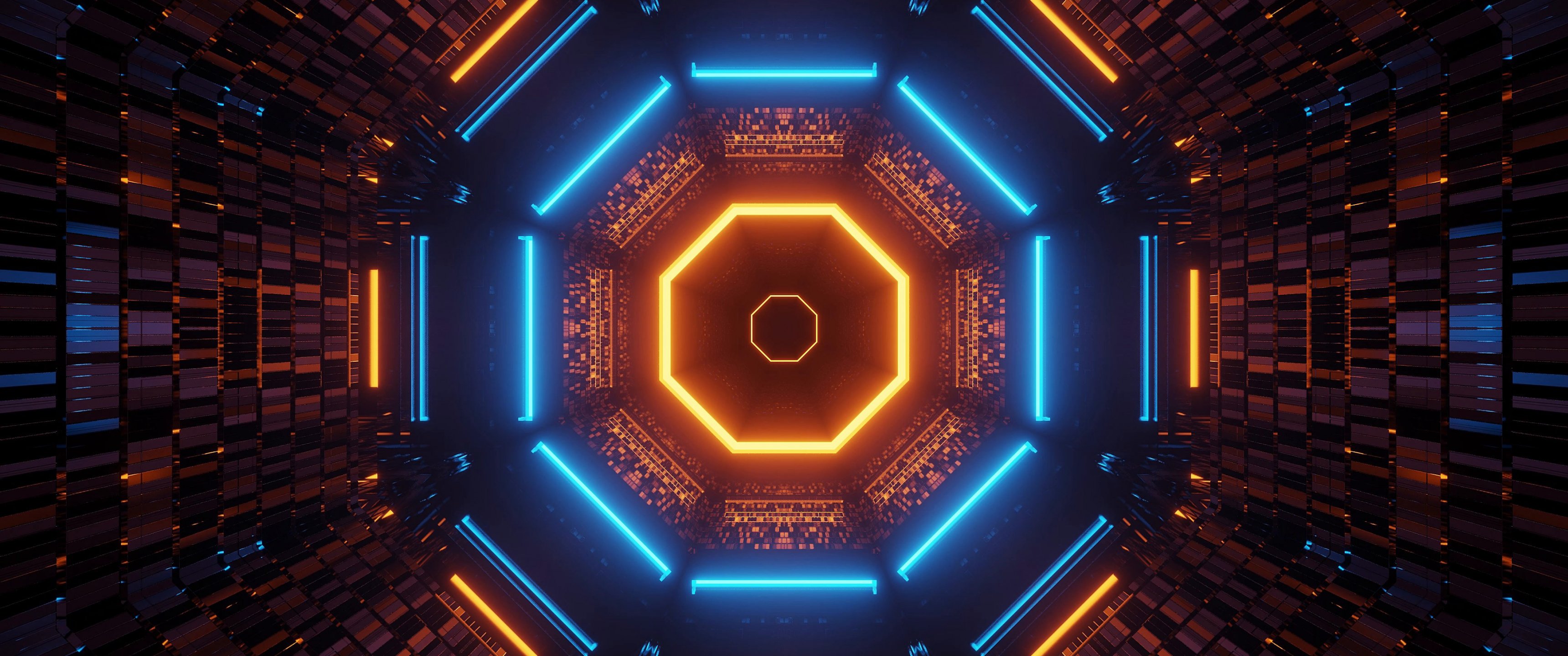 Neon Symmetry Abstraction Wallpaper Ultrawide WqHD