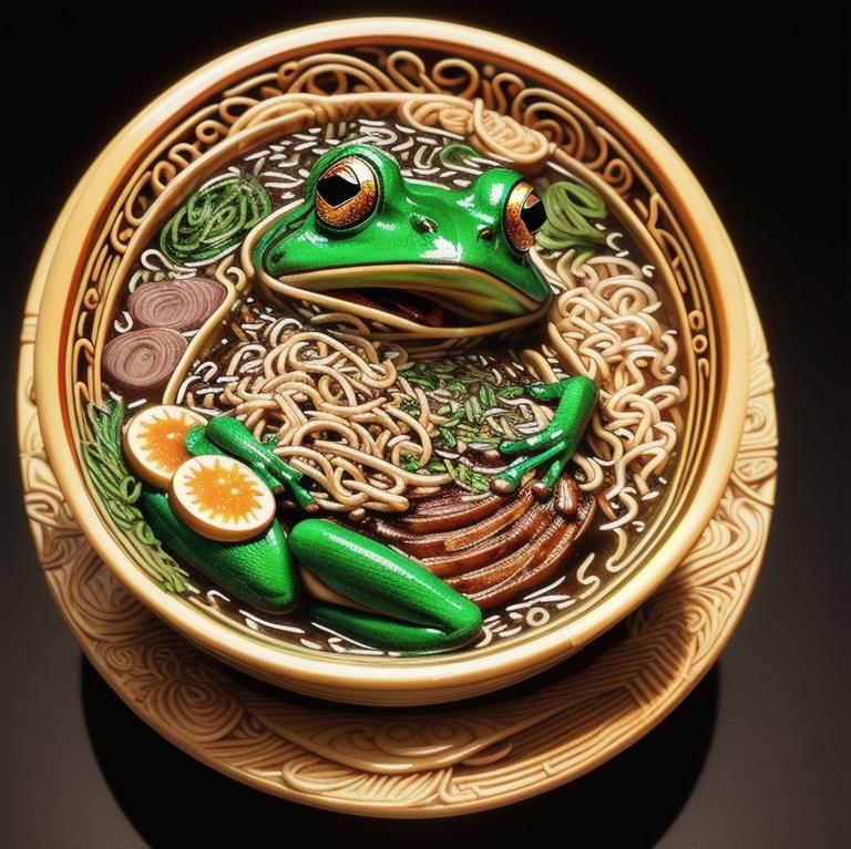 A Frog Eating Ramen Image Ai Diffusion