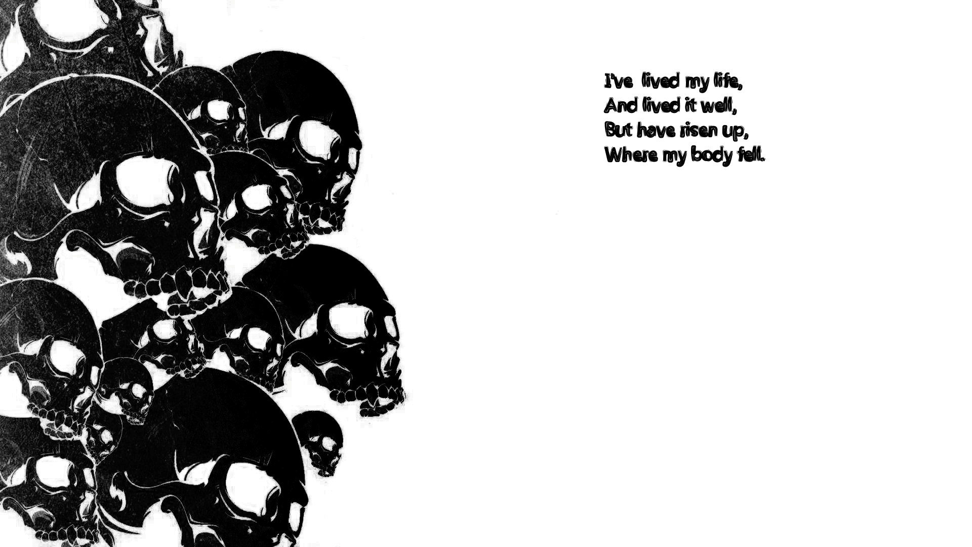 dark skull death life statement text quoate black white contrast