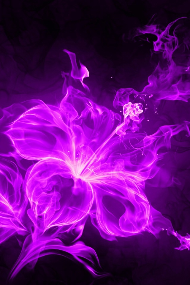 Ipod Touch iPhone S Mobile Wallpaper Purple Neon Flower Fire