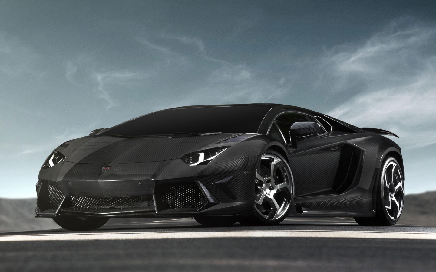 Black Lamborghini Aventador Widescreen HD Wallpaper