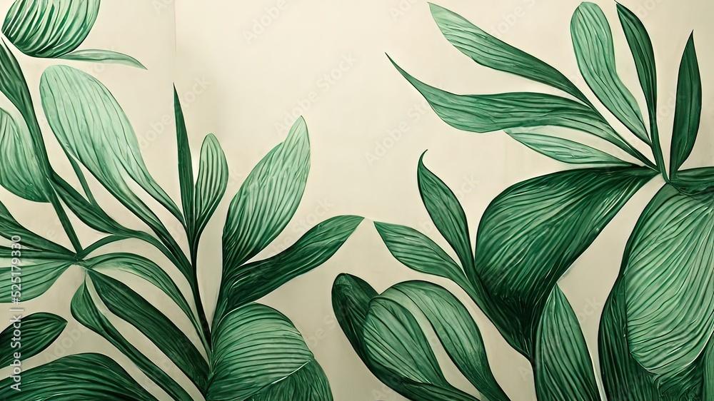 Green Plant And Leafs Pattern Pencil Hand Drawn Natural