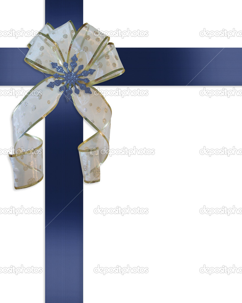 Holiday Border Snowflakes On Blue Ribbon Stock Image Irisangel