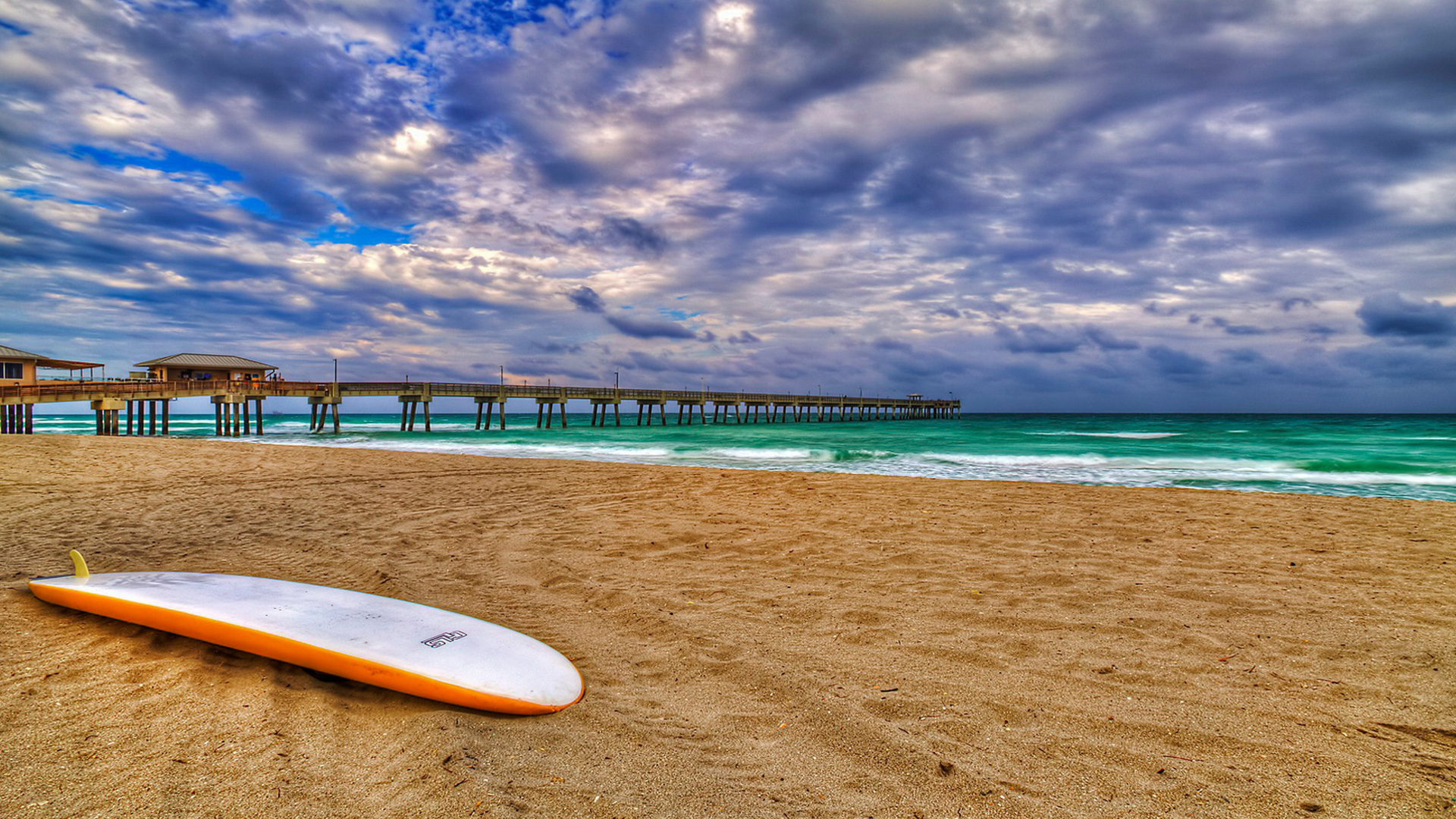 Surfing Board At Beach