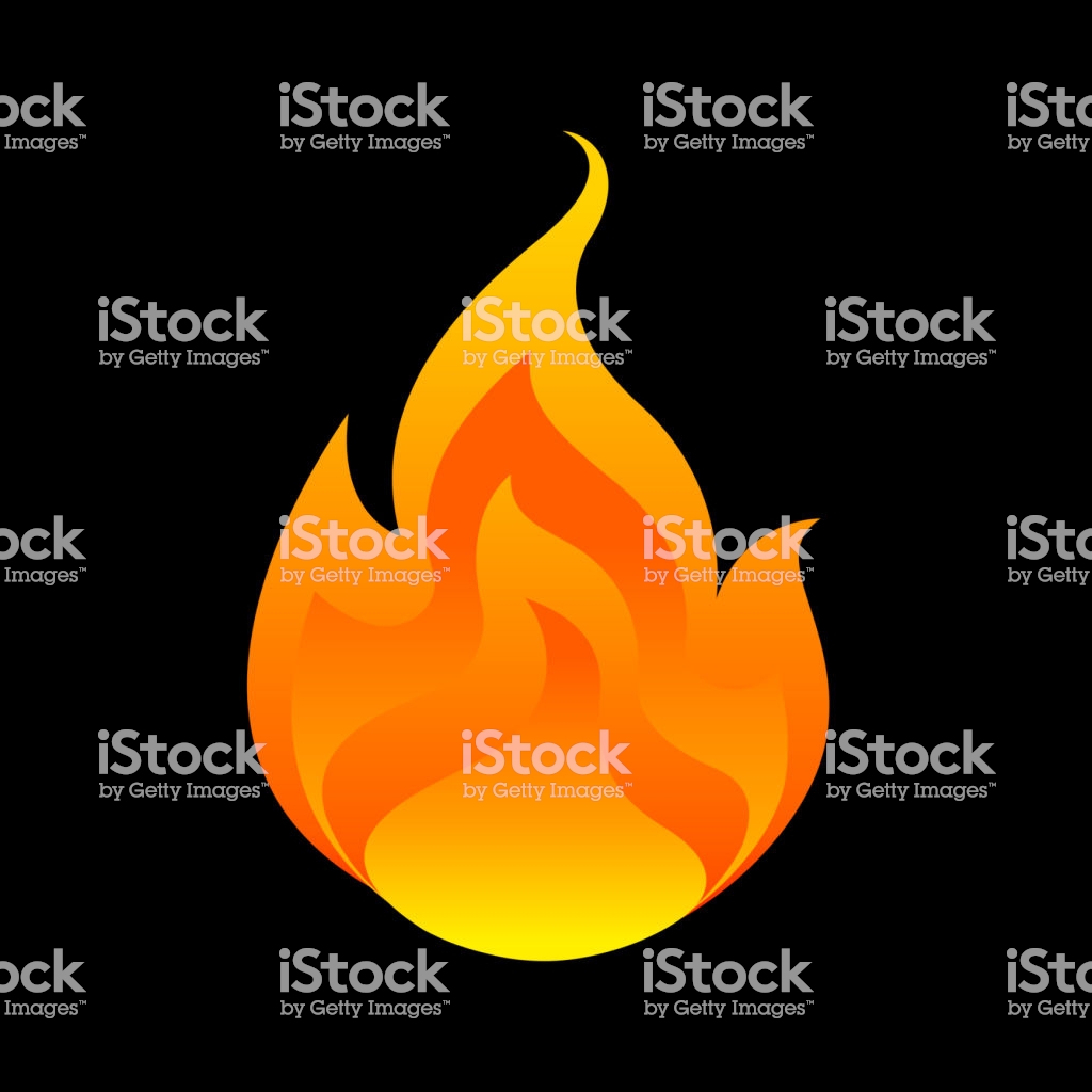 Flame Fireball Isolated On Black Background Fire Burn Symbol