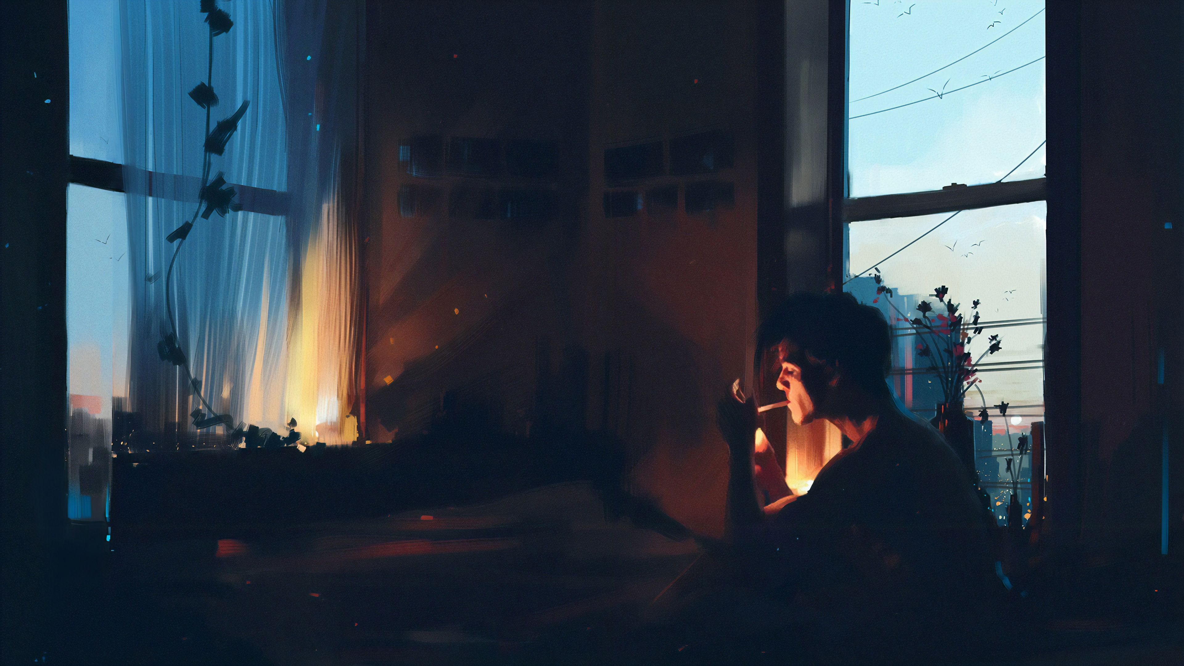 Boy Alone In Room Smoking 4k HD Wallpaper Image