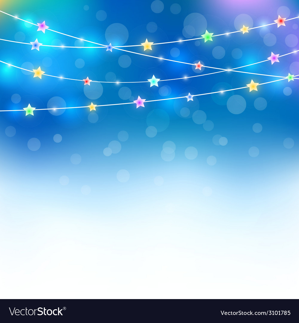 Blue magic holiday background with colored stars Vector Image