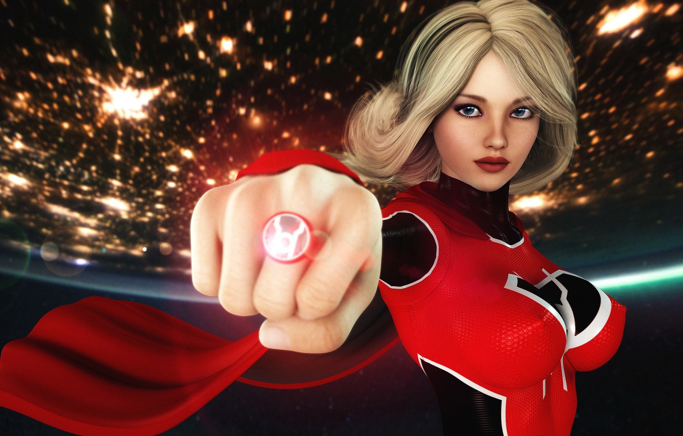 Wallpaper Red Girl Supergirl Ring Pla Graphic Flashlight