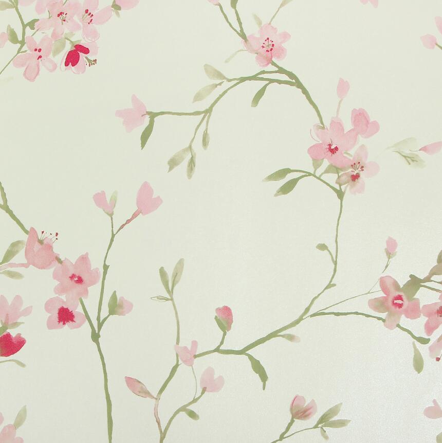 Pink Elegant Flowers Design Non Woven Decorative Wallpaper Price
