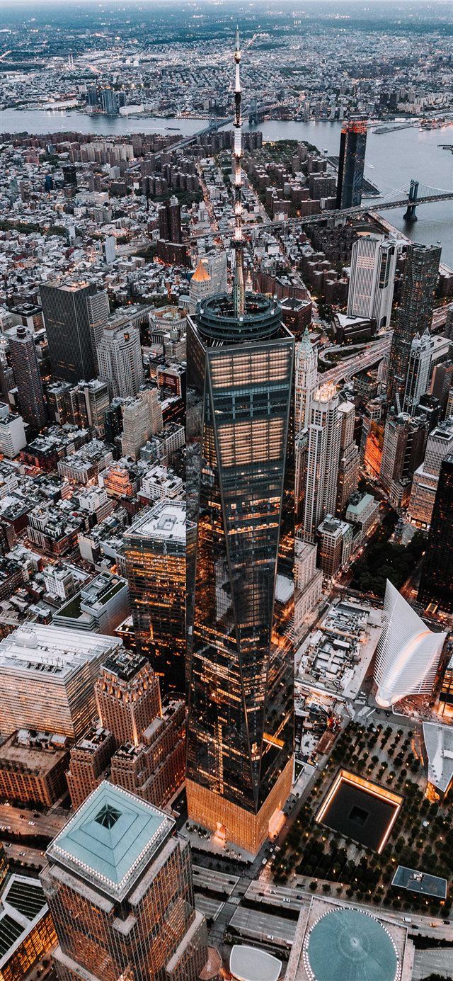 World Trade Centre From Above iPhone X Wallpaper Helicopter