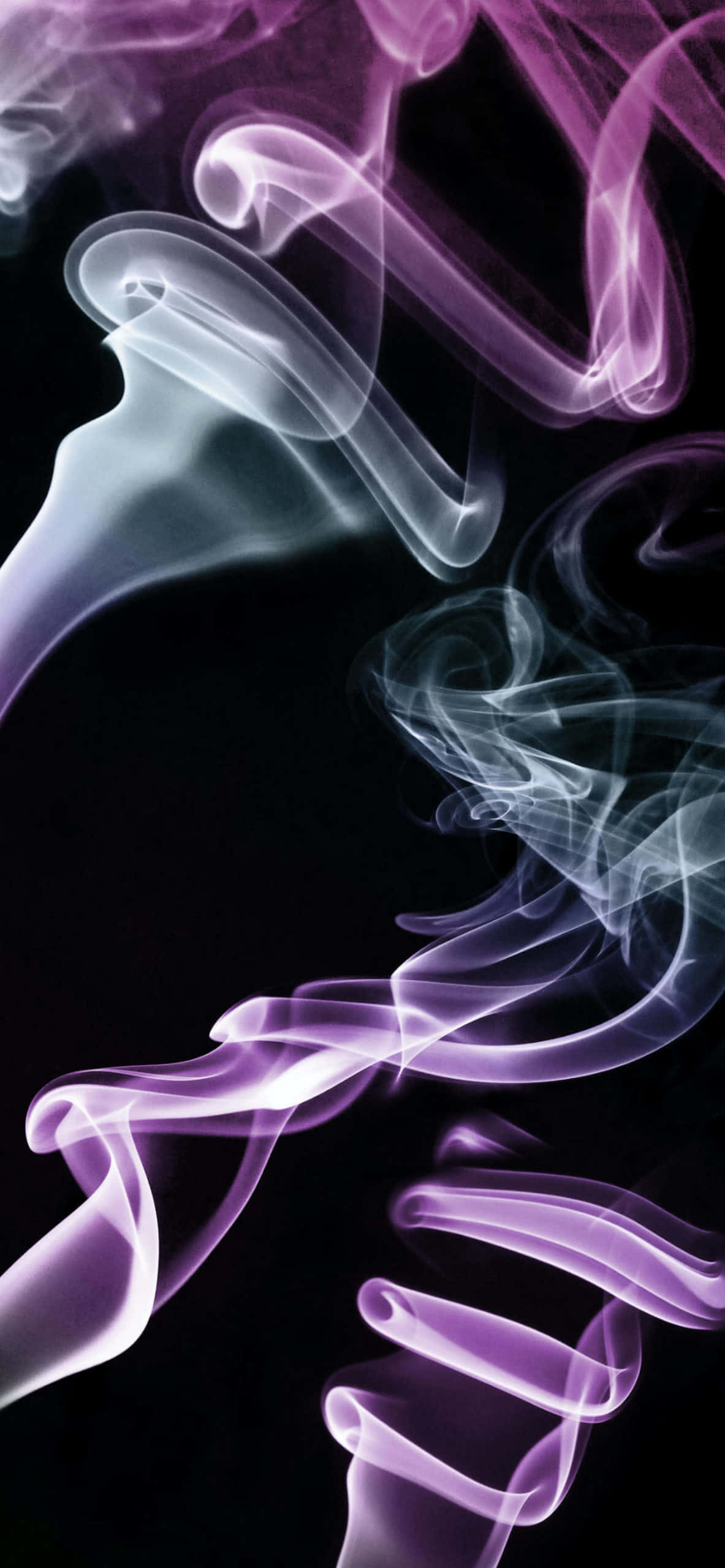 A Black Background With Purple And White Smoke Wallpaper