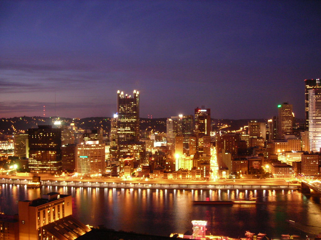 Pittsburgh Cityscape At Night Wallpaper Top My