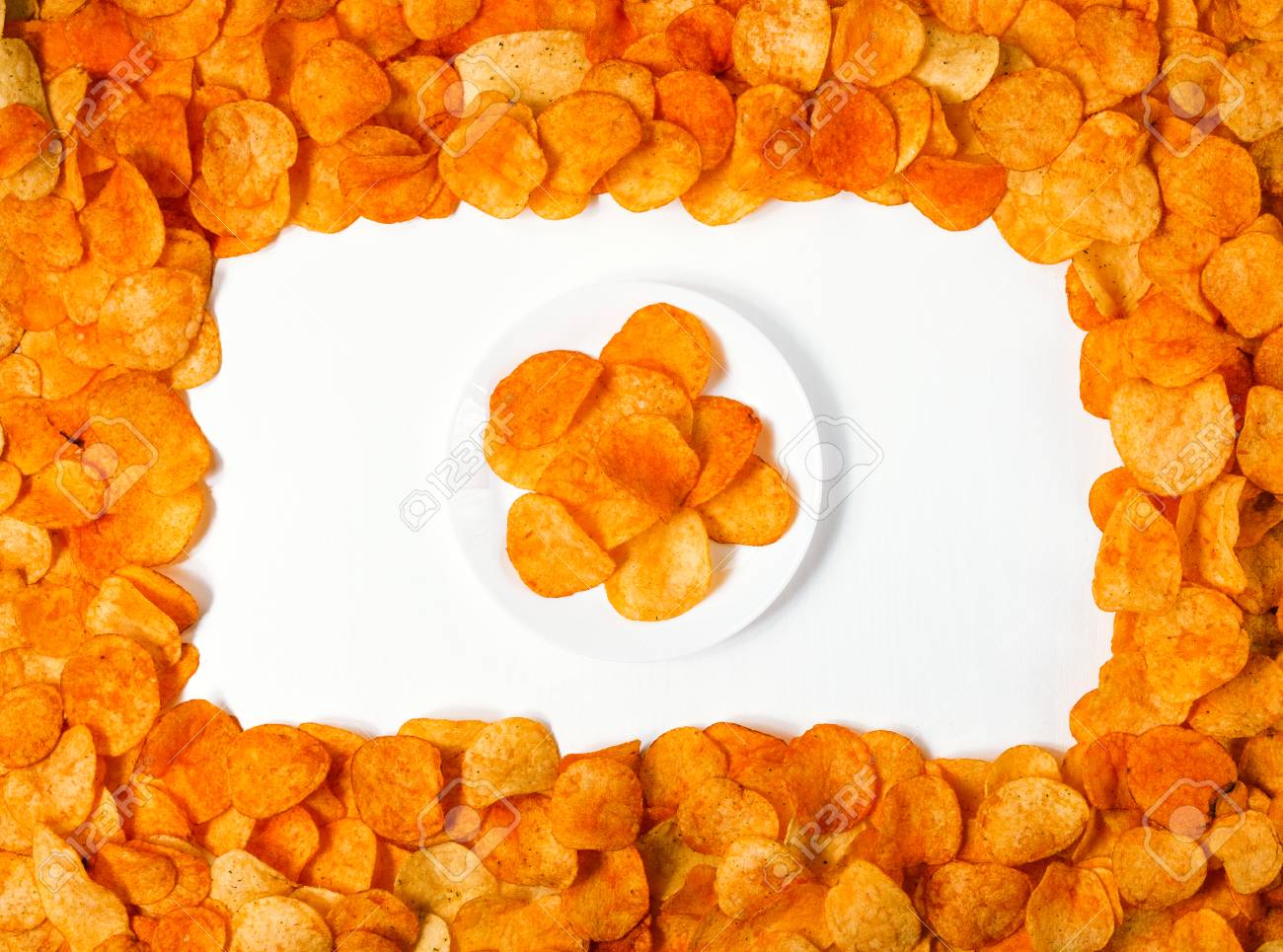 Chips Texture Crisp Potato Background Of Golden Unhealthy Food