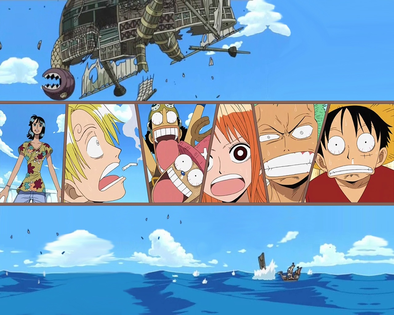 One Piece At Sea Characters Desktop Wallpaper