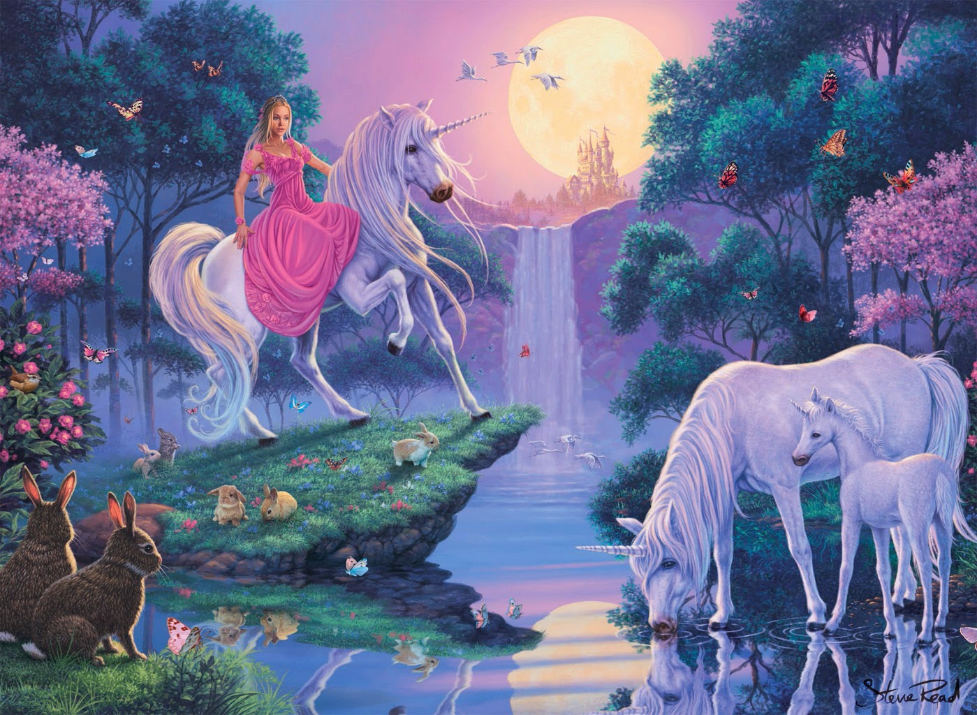 Princess Riding Unicorn Fairy Tale World Kingdom Image For Girls
