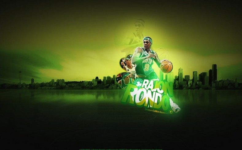 Rajon Rondo Dribbling Boston Celtics Symbol The Dominate Of Team