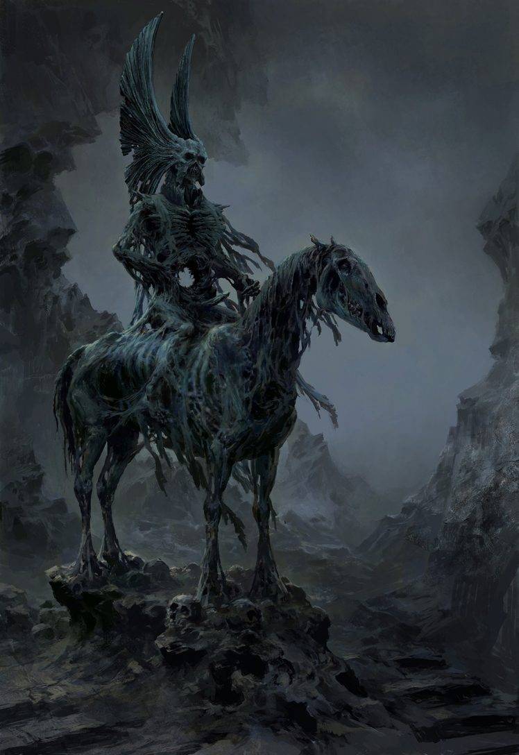Dead Creepy Fantasy Art Drawing Death Horse Skull Wallpaper HD