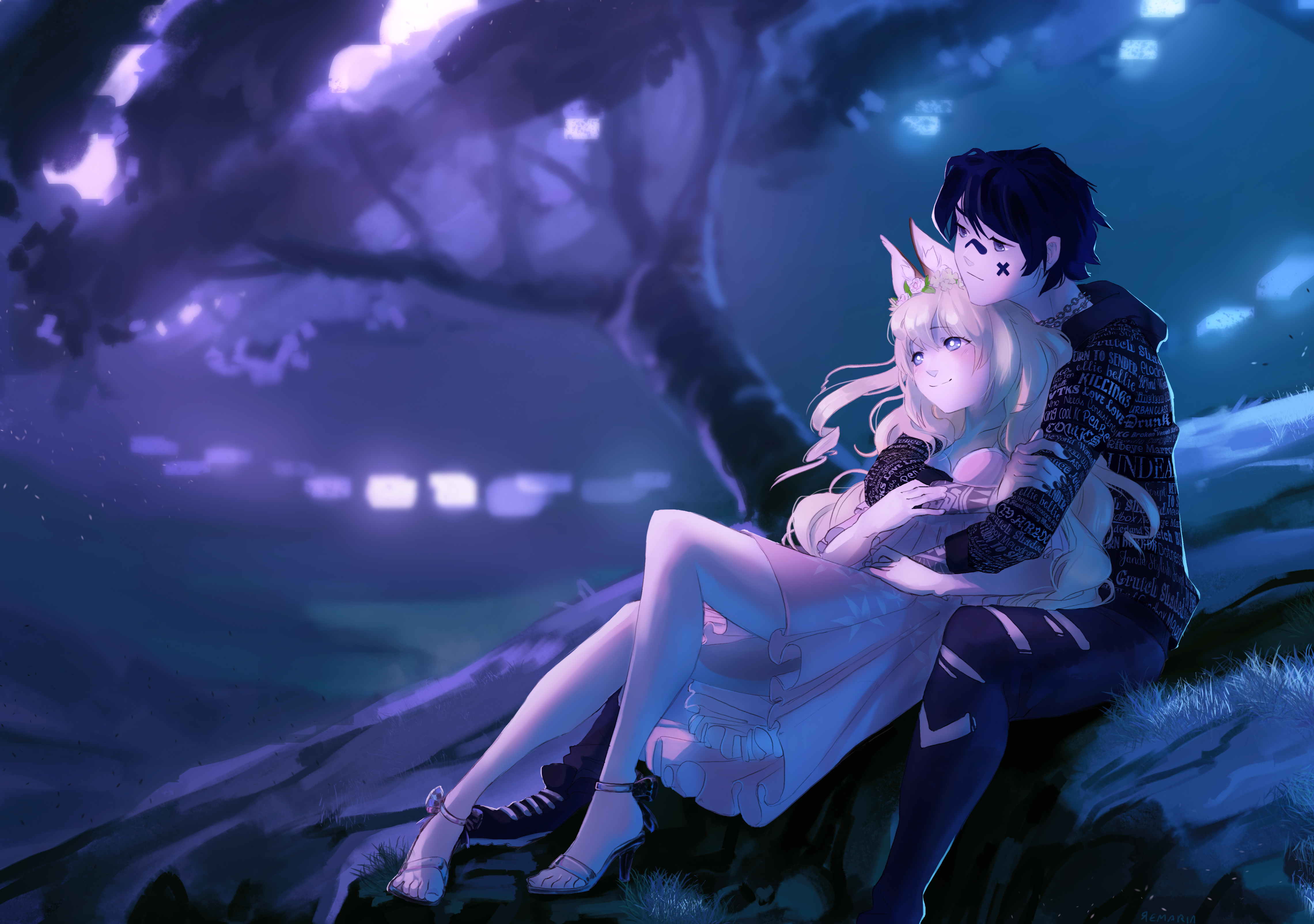 Embraced And Endeared Anime Couple 4k HD Wallpaper Image
