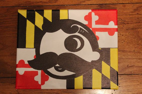 Natty Boh with a Maryland flag background 570x380