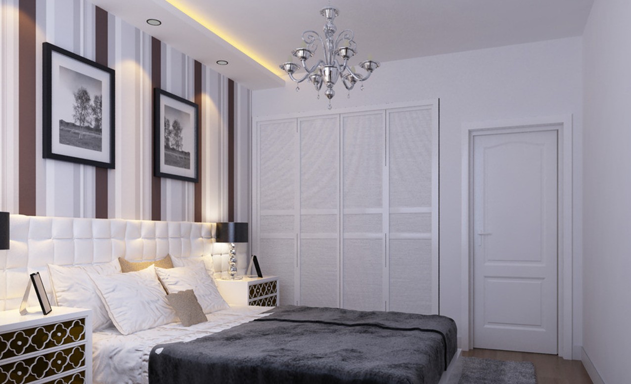 White Walls And Bed For Elegant Bedroom 3d House