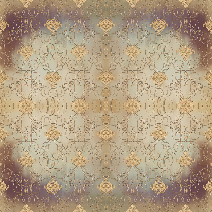 French Parisian Damask Swirl Vintage Style Wallpaper By Audrey Jeanne