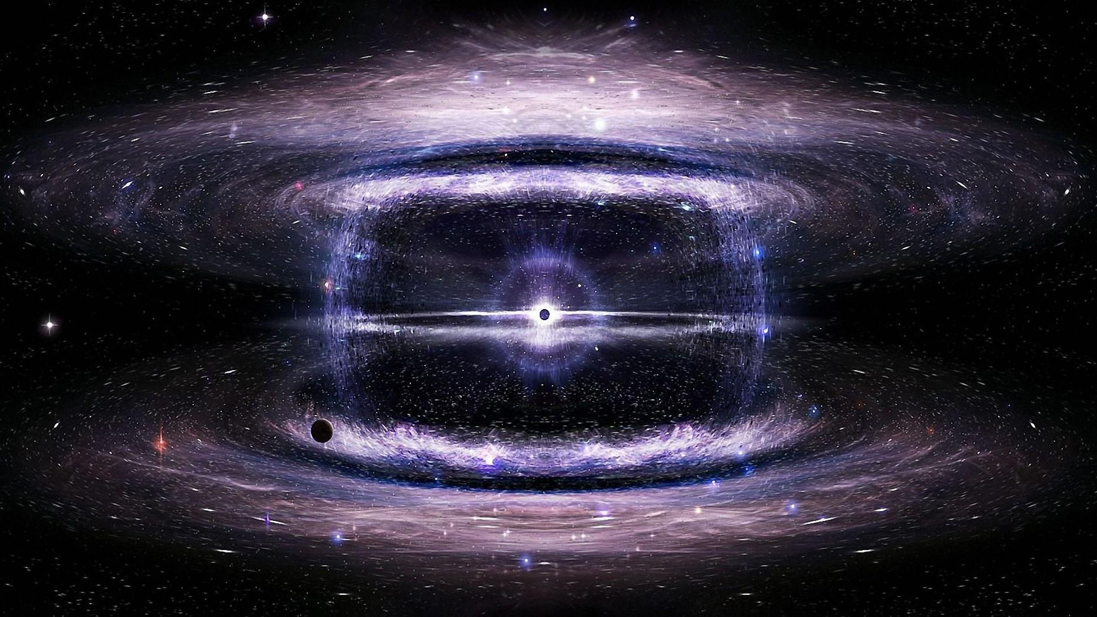 Wallpaper Black Hole Space Stars Circles Universe 4k