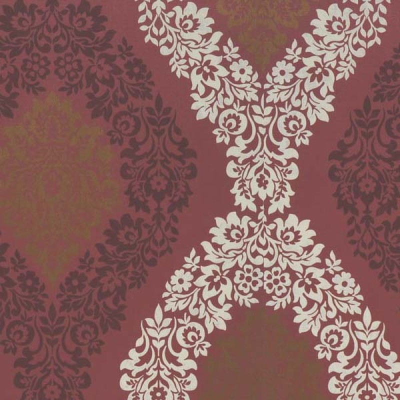 Coral Soft Damask Wallpaper Red Taupe Gold By Grandeco Galerie