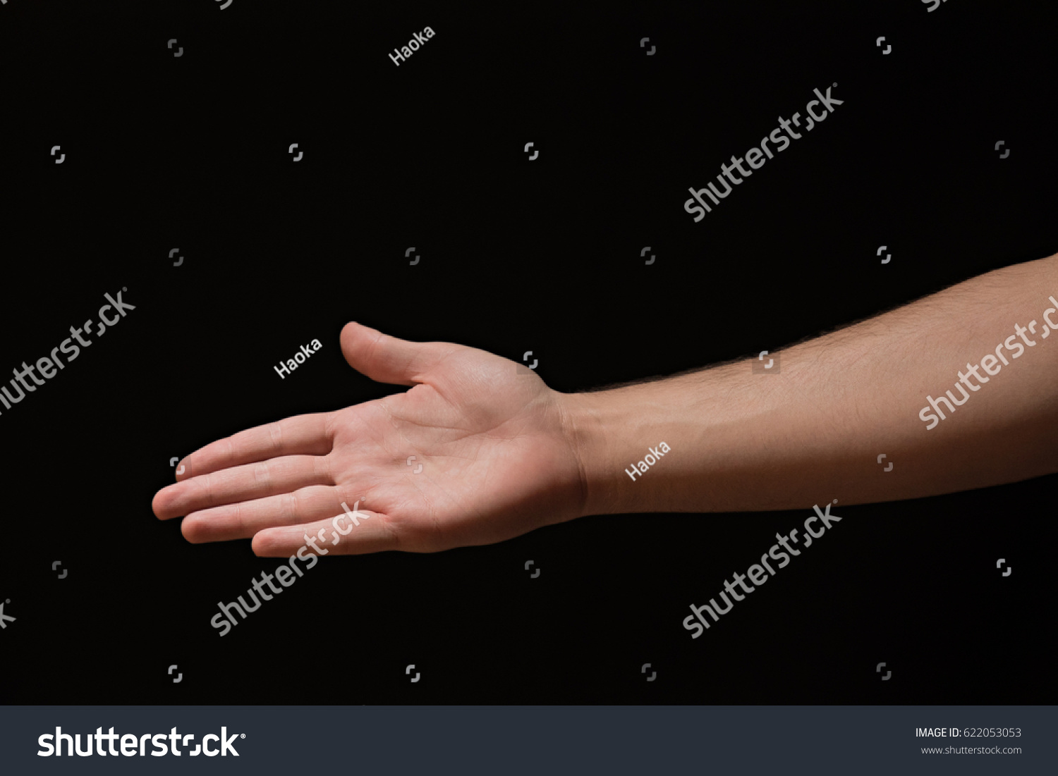 Right Hand Extended Male Arm Open Stock Photo Edit Now