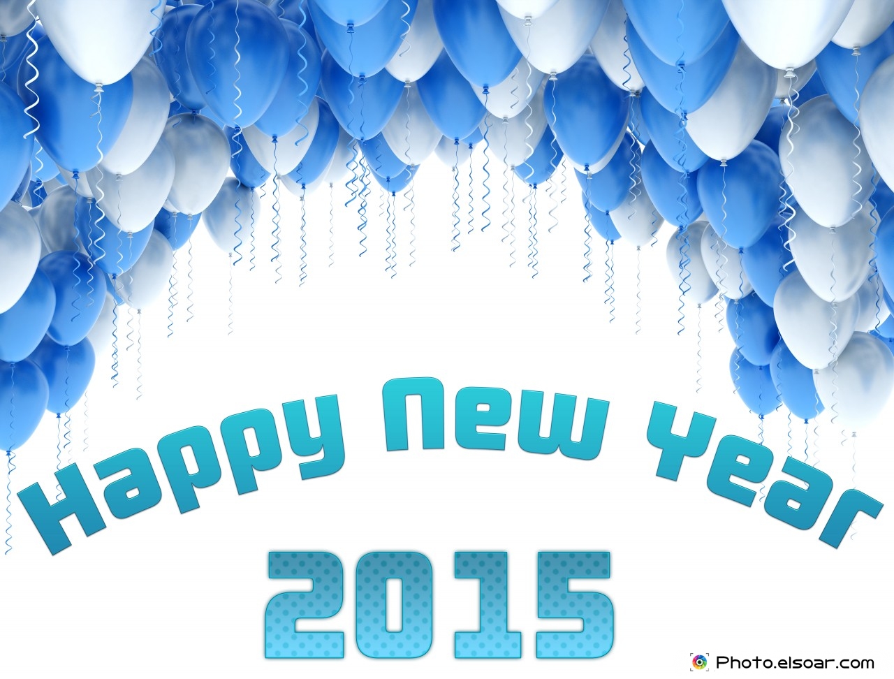 Happy New Year Messages Blue And White Balloons