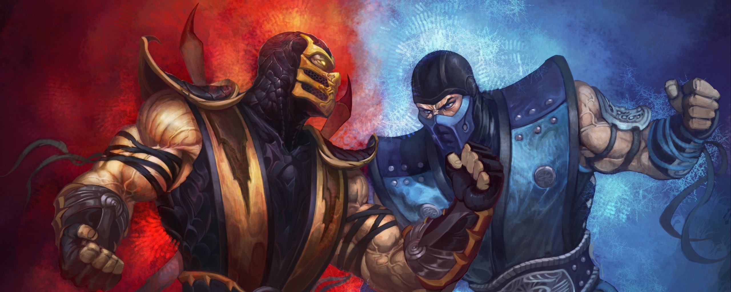 Wallpaper 4k Mortal Kombat Scorpion Sub Zero Punch Ice Fire