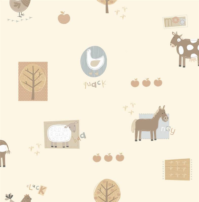 Beige dl30718 Farm Animals Farmyard Nursery Hoopla Wallpaper