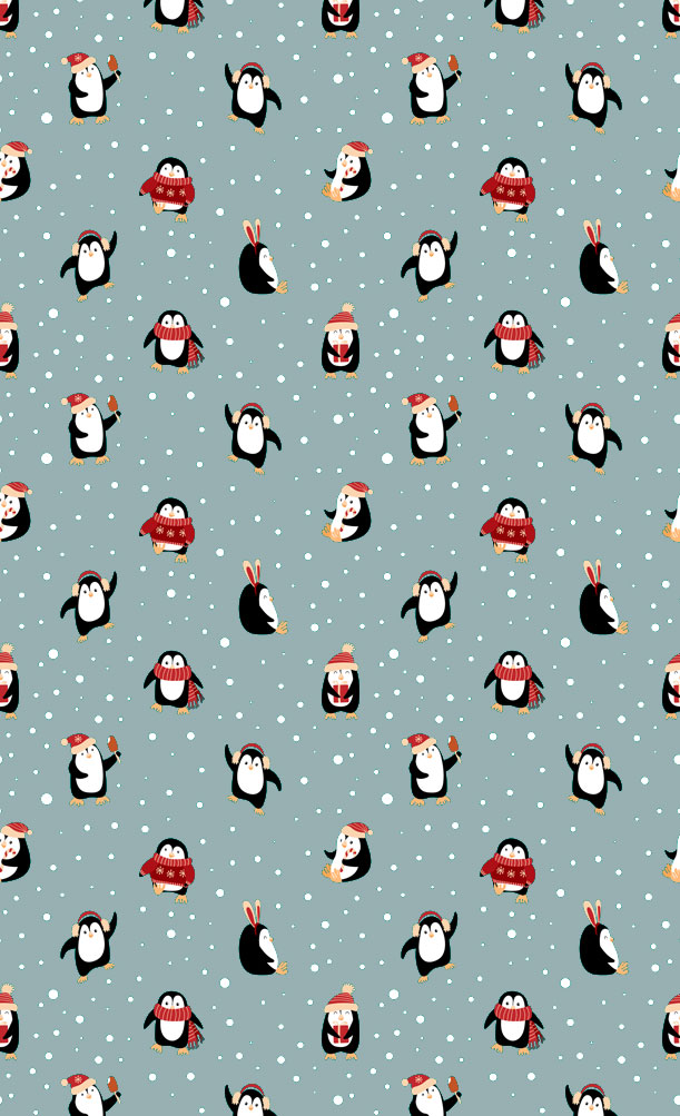 Penguin Blue Grey Background Cute Winter Wallpaper Aesthetic