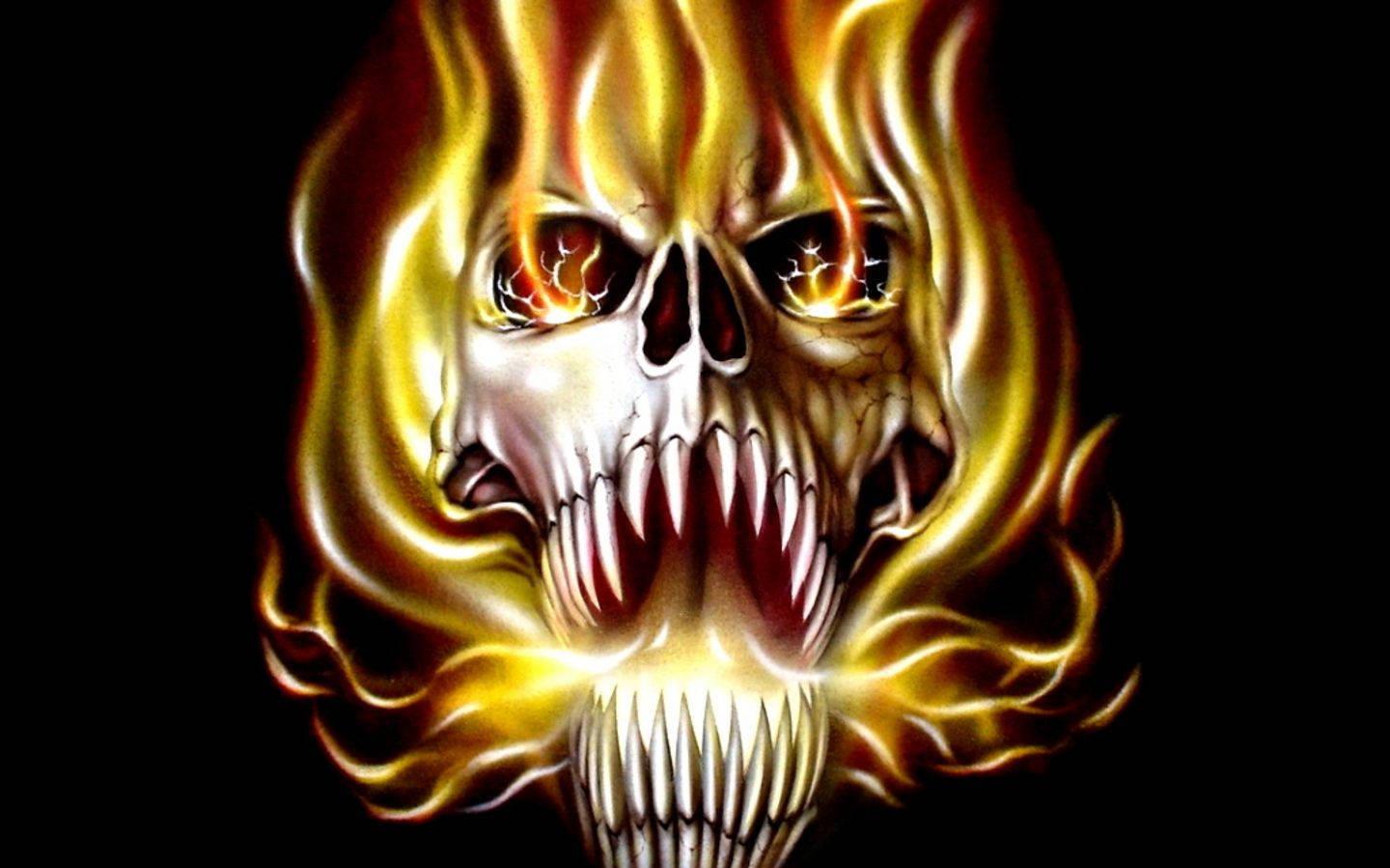 Flaming Skull Monster Wallpaper