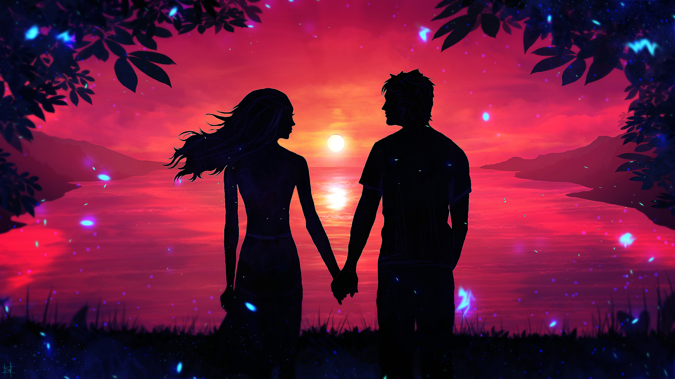 Wallpaper Sunset Love Romantic