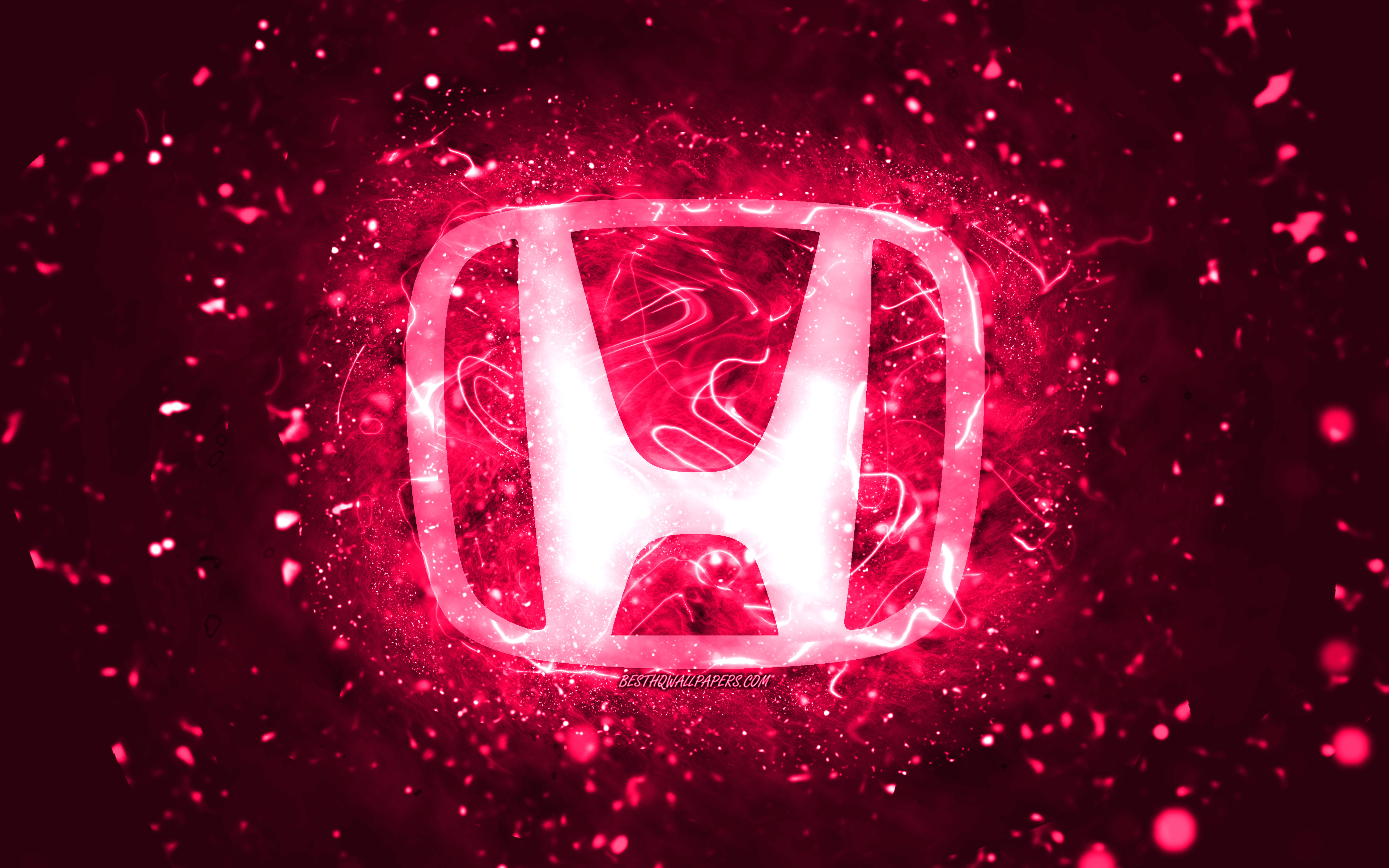 Wallpaper Honda Pink Logo 4k Neon Lights