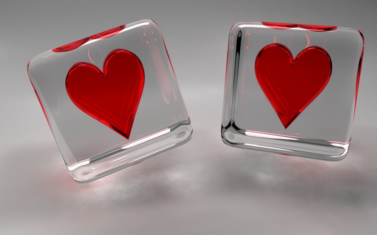 Two Romantic Love Heart Wallpaper Double