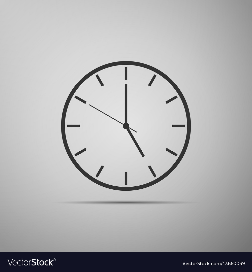 Clock flat icon on grey background Royalty Free Vector Image