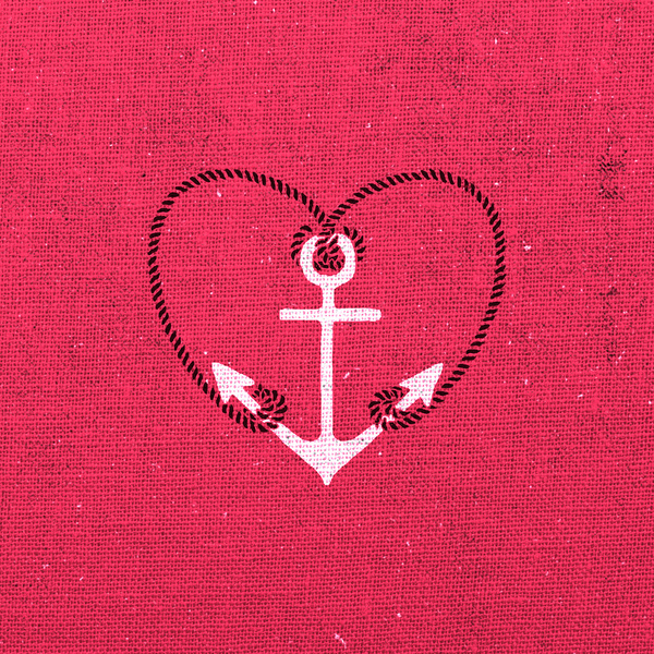 Fuschia Pink Vintage White Anchor Girly Love Heart Art Print By